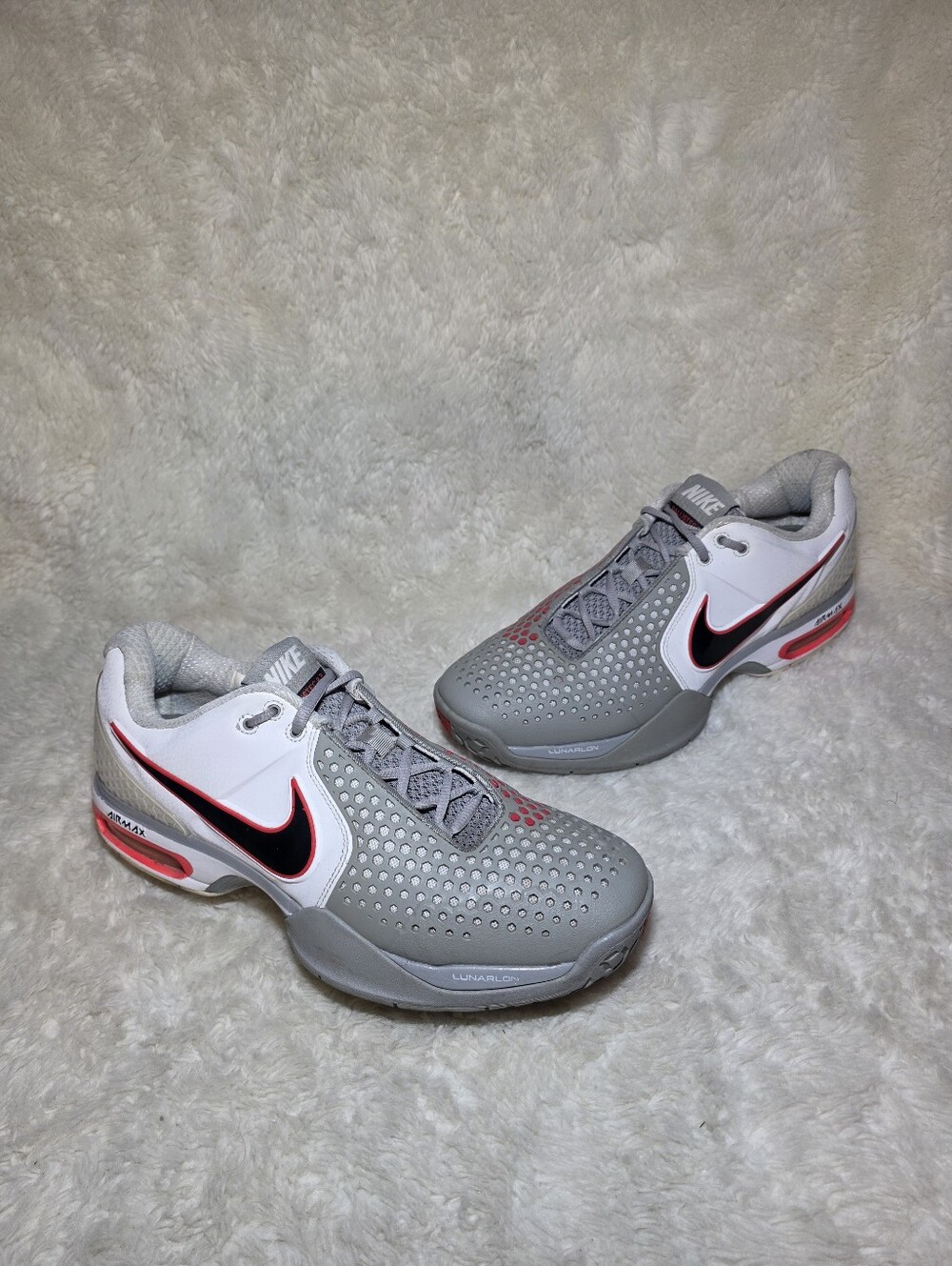 Nike Air Max Courtballistec 3.3 Mens 11 Tennis Shoes Rafa Nadal Gray Red Sneaker
